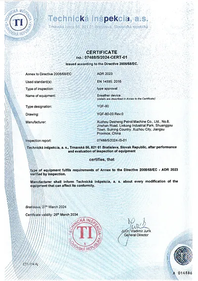 Sertifikasi ADR (Breather Device) 